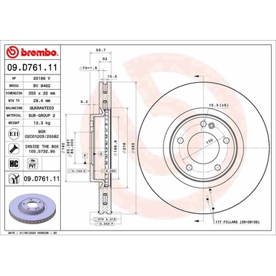 BREMBO brzdový kotúč 09.D761.11, súprava 2 ks