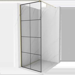 Mexen Kioto Душ преграда Walk-in 80 x 200 см, черна решетка 8 мм, златна - 800-080-101-50-77 (800-080-101-50-77)