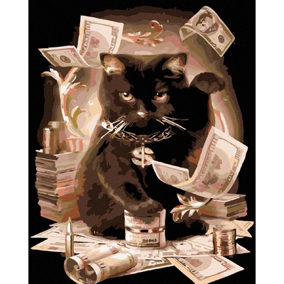 Zuty Malování podle čísel ČERNÁ KOČKA A RUDÉ KVĚTY