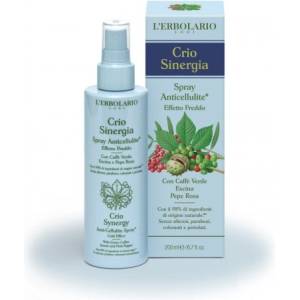 L'erbolario Crio Synergy Anti - Cellulite Spray - Антицелулитна серия - Спрей за тяло с охлаждащ ефект Бързо антицелулитно средство със Зелено кафе, Есцин и Розов пипер 200 ml