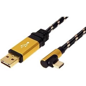 Roline 11.02.9060 USB 2.0, obojstranný USB A(M) – USB C(M) lomený (90°), 0,8m