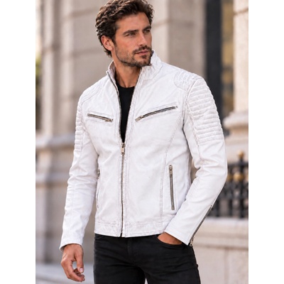 Max Original Leather Pánska kožená bunda 8066 white