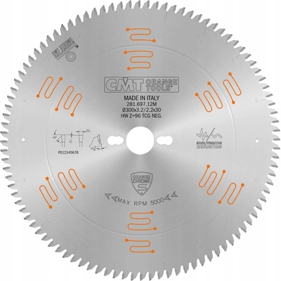 CMT Pilový kotouč na desky / MDF 300x30x96 zubů / -3° Negativ