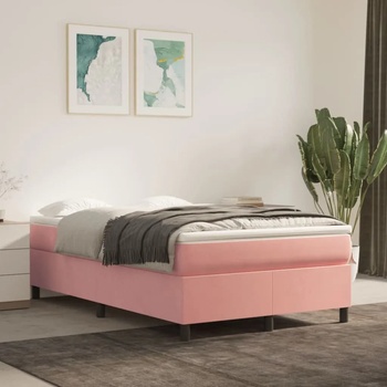vidaXL Боксспринг легло с матрак, розово, 120x200 см, кадифе (3144674)