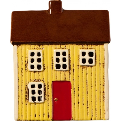 Ib Laursen Kameninový svícen Visby Yellow / Red Door, žlutá barva, keramika