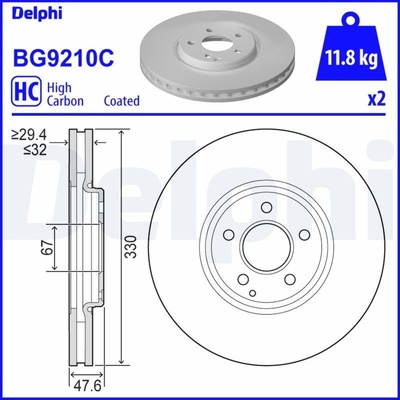 Brzdový kotúč DELPHI BG9210C