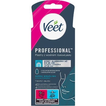 Veet Easy-Gel Obličej depilační voskové pásky pro citlivou pokožku 40 ks