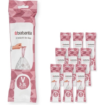 Brabantia Торбички за кош Brabantia PerfectFit NewIcon 1005578, Размер V, 3 л, 200 броя, Бял (1005578)