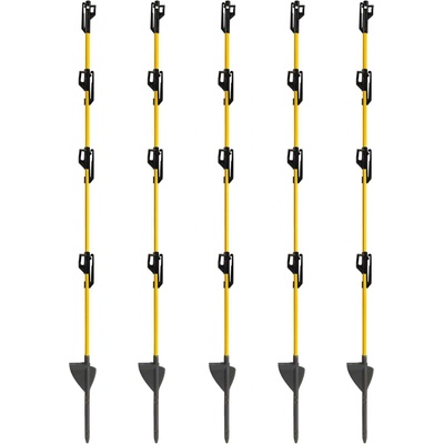 Sklolaminátový oválný sloupek pro elektrický ohradník 110 cm, nášlap a hrot, 4 izolátory - 50 ks