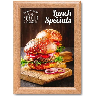 Jansen Display Klaprám A4, ostrý roh, 25 mm, barva Dřevo, 241 x 328 mm