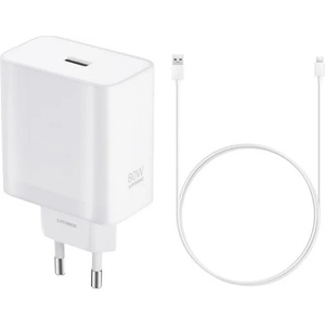 OPPO SUPERVOOC мрежово зарядно устройство USB гнездо 80W, бързо зарядно устройство + кабел Type-C, БЯЛО VCB8JAEH (VCB8JAEH)