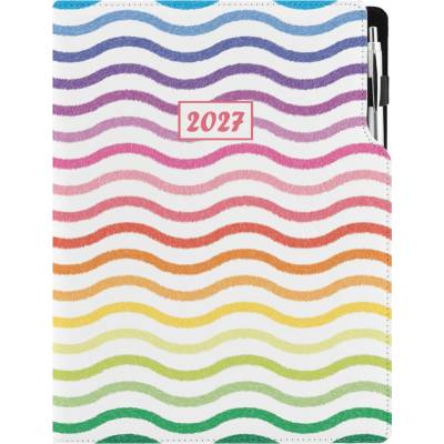 Design A4 týdenní 2027 Barevné vlnky