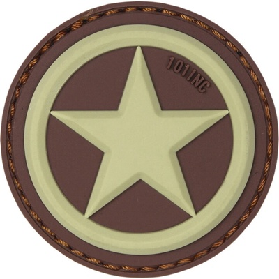 Gumená nášivka 101 Inc USA Star - coyote