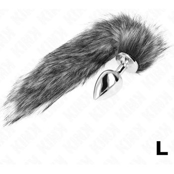 Метален анален плъг със сива опашка, 10см - Kink Anal Tail Plug (D-240666)