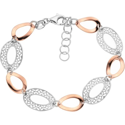 Bealio 04221 stříbrný náramek FILIGRÁN ovál ROSE 12 mm 17+3 cm 03-04221-1670