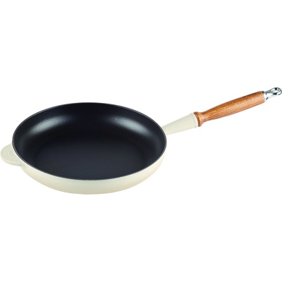 Le Creuset panvica okrúhla s drevenou rúčkou Meringue béžová 28 cm