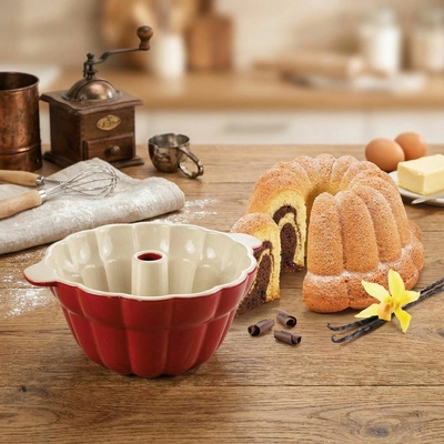 Tescoma Delicia červená forma na bábovku s keramickou trubkou 22,5cm