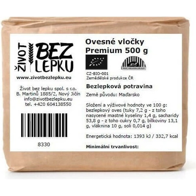 Život bez lepku Ovsené vločky Premium 500 g
