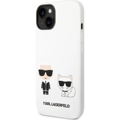 Pouzdro Karl Lagerfeld and Choupette Liquid Silicone iPhone 14 bílé