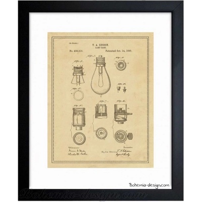 Ilustrace T.A. Edison žárovka 1890 / 30x40 cm