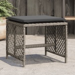 vidaXL Външни табуретки с възглавници 4 бр сиви 41x41x36 см полиратан (365050)