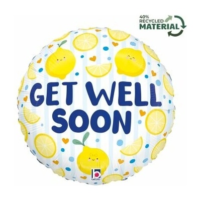 GRABO Kruh Get Well Soon citróny 18" 46cm fóliový balónek nafukovací