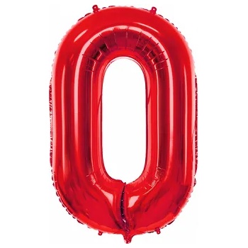 Image 1 of PartyDeco Фолиев балон за рожден ден номер 0 червен 86 см
