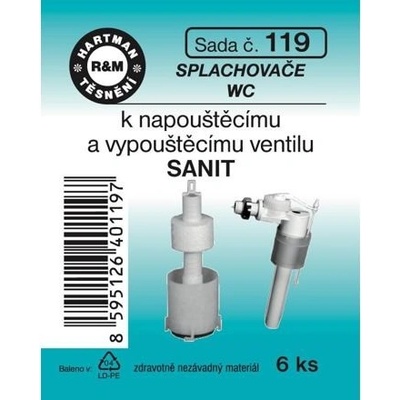 HARTMAN těsnění k napouštěcímu a vypouštěcímu ventilu WC sanit., sada č. 119 – Zbozi.Blesk.cz