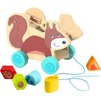 HABA Дървена играчка за дърпане с форми за вграждане - катерица