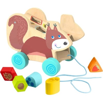 HABA Дървена играчка за дърпане с форми за вграждане - катерица