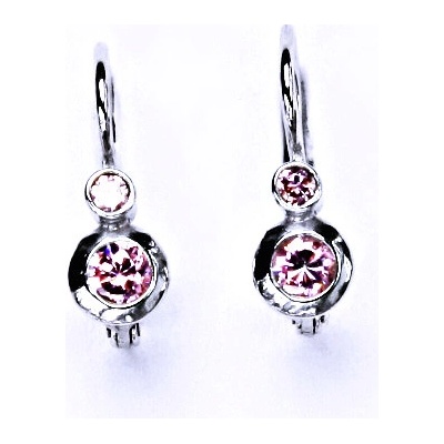 Čištín Stříbrné náušnice pink zirkony VE 72 8749