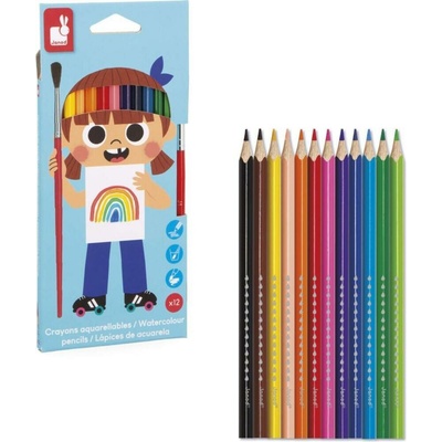 Janod Colorino akvarelové farebné pastelky a štetec 12 farieb J07415