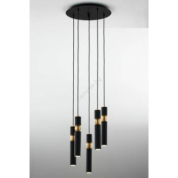 JUPITER 2014 - Пендел ALAS 5xGU10/10W/230V черен/златист (10702014)