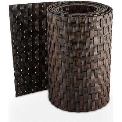 Ratanový plotový stínící pás - černo-hnědá, 19cm x 2,55m (Stínící pás na zastínění plotových panelů, rozměr balení 19x255cm)