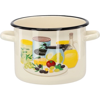 marka niezdefiniowana Emailový hrnec 4,5 l 20 cm krémová olivová *7510