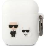 Karl Lagerfeld бял силиконов калъф за AirPods 1/2 Karl & Choupette (KLACA2SILKCW)