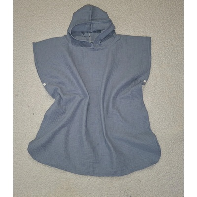 Pro útulný domov Dětské pončo s kapucí Mušelínové blue modré