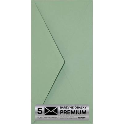 Obálka PREMIUM 5 KS (DL) 110x220 mm Zelená Vintage