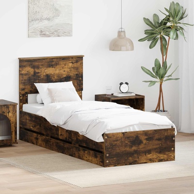 vidaXL Рамка за легло Димян дъб 75 x 190 cm Инженерна дървесина (3410760)