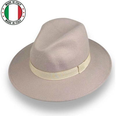 Krumlovanka Klobouk fedora plstěný s rypsovou stuhou P-01/BEZ béžový