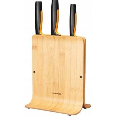 FISKARS SADA 3 NOŽŮ V DŘEVĚNÉM BLOKU DO KUCHYNĚ