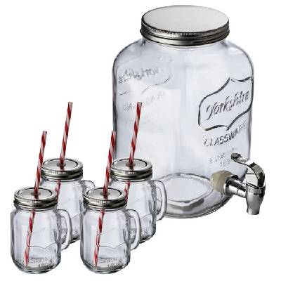 Dávkovač nápojov (4000 ml) so 4 pohármi (450 ml) a slamkami , transparent Farba: transparent