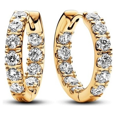 Pandora Elegantné pozlátené kruhy so zirkónmi Timeless Shine 263002C01