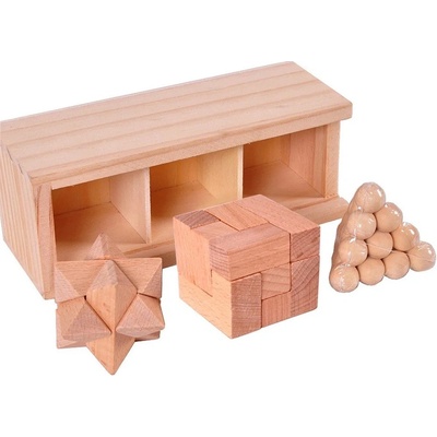Alloy Puzzles Súprava 3 drevených hlavolamov