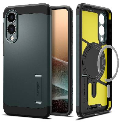 Удароустойчив, твърд кейс с MagSafe за Samsung Galaxy S25 Edge от Spigen Tough Armor Mag - Abyss Green (8800283302561)