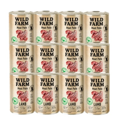 WILD FARM Пастет от агнешко месо 12x400 г безглутенова храна за кучета