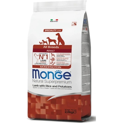 MONGE Mini Jahňacie s ryžou a so zemiakmi 2,5 kg