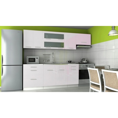 Vikio Kuchyňská linka 240 cm v barevném provedení bílý lesk F1026 – Zboží Mobilmania