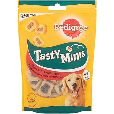 Pedigree Tasty Minis plátky s hovädzinou a hydinovou príchuťou 155 g