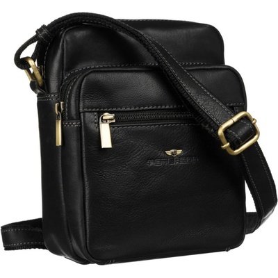 Pánska kožená crossbody taška čierna KT185